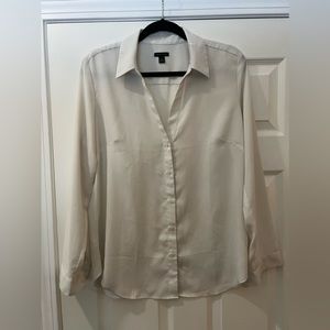Ann Taylor Off-White Essential Blouse Large